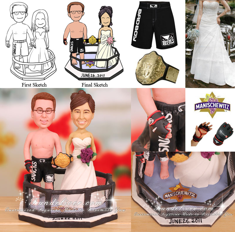MMA Mixed Martial Arts Fighter Wedding Cake Toppers UFC Fighting Theme